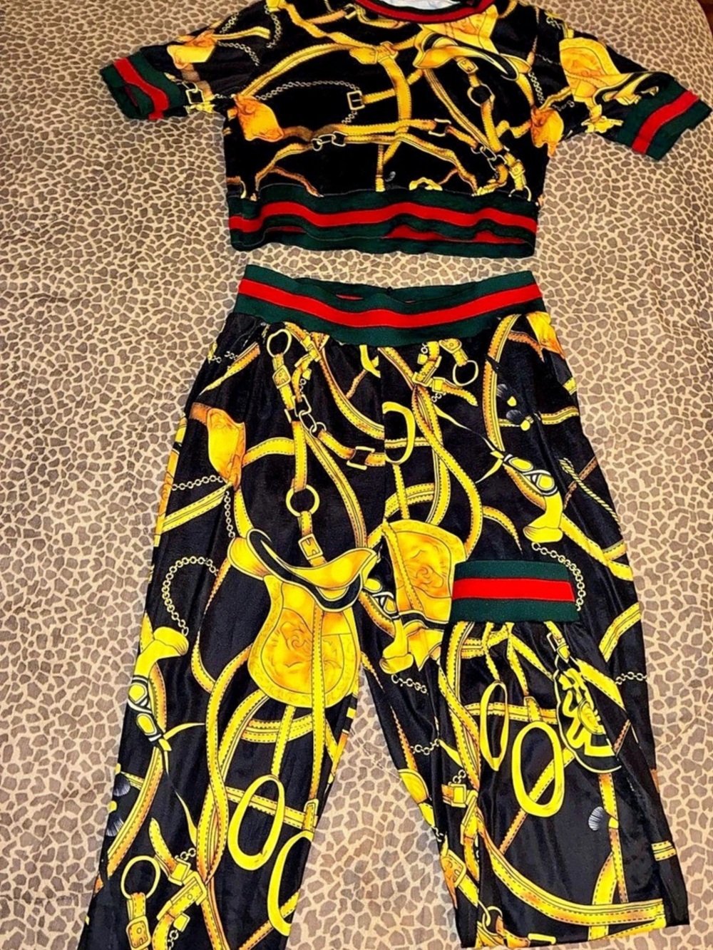 Kids Black & Yellow Printed Matching Set - Brand New